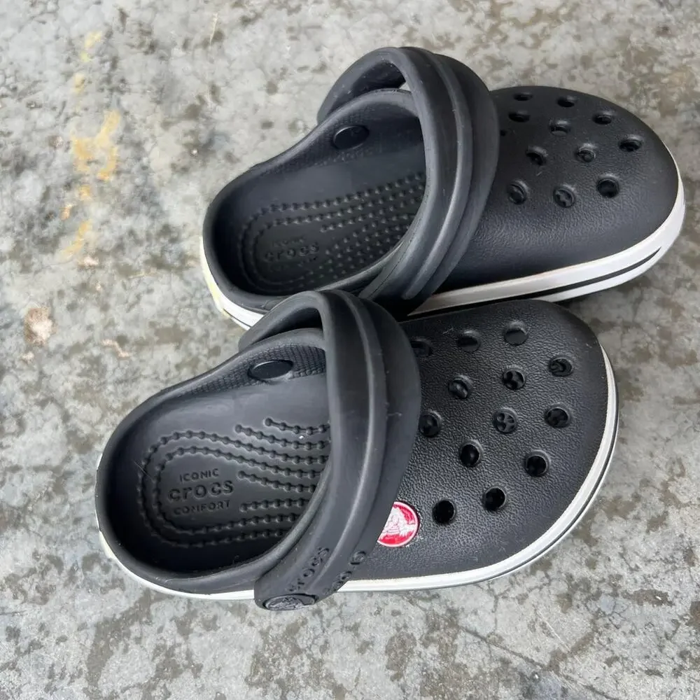 Crocs Toddler Crocband Clog Black White C5 Kids Summer Water Shoes Slip On Comfy
